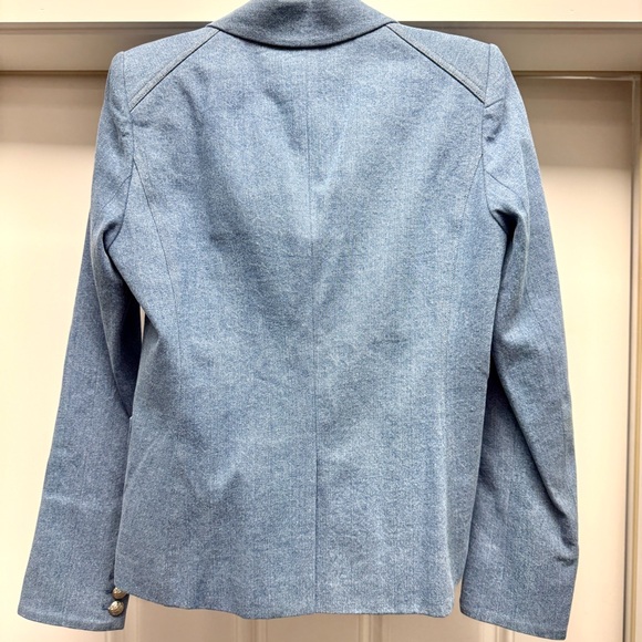 Veronica Beard Miller Dickey Jacket Light Blue Denim Blazer with Silver Buttons - Picture 14 of 14